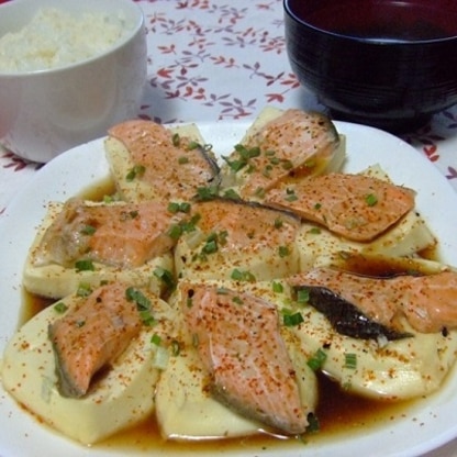 豆腐と鮭のふっくらレンジ蒸し